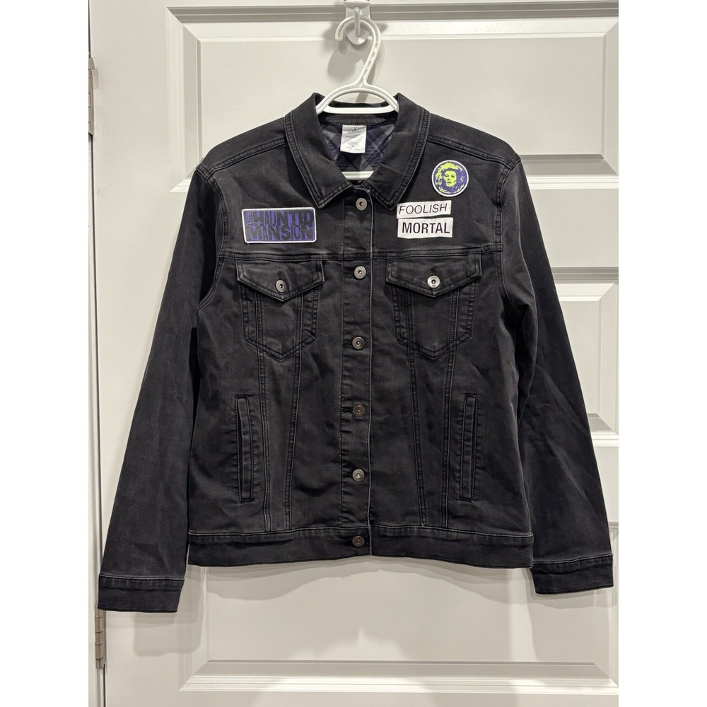 Disney Haunted Mansion Madame Leota Black Denim Jacket Adult Medium Women - Picture 1 of 6